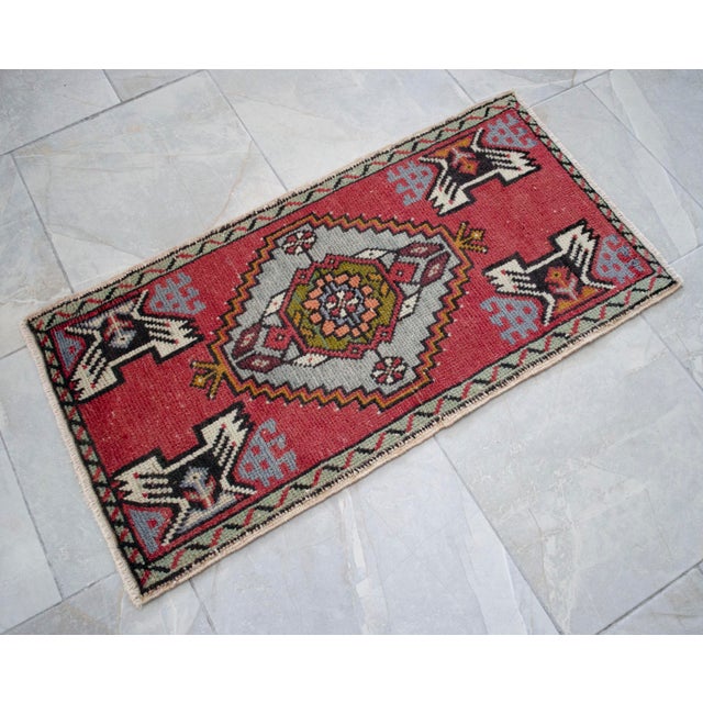 Hand Knotted Door Mat, Entryway Rug, Bath Mat, Kitchen Decor, Small Rug, Turkish Rug - 1'8" X 3'1" For Sale - Image 13 of 14