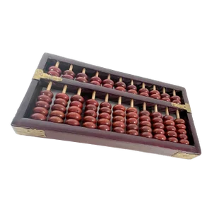 "Diamond" Chinese Wood Abacus With Wood Beads and Brass Embellishments