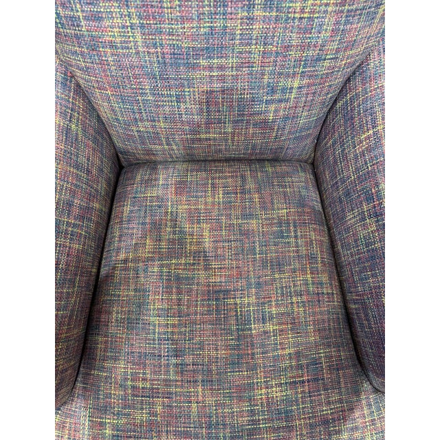 This is a pair of Mitchell Gold club chairs. They have been newly reupholstered with a woven plaid fabric. It is stunning....