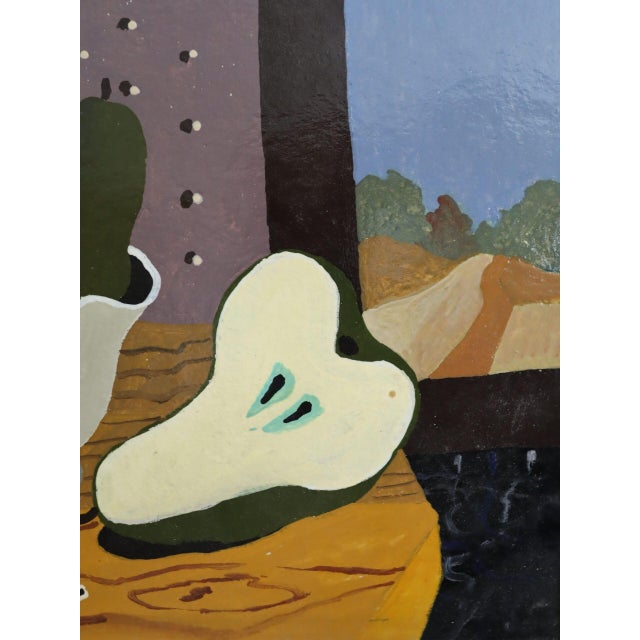 Mid Century Modern 'Tabletop With Pears' Vintage Original Still Life Tempera Painting by Swedish Artist Eric Cederberg (1897-1984), Framed For Sale - Image 11 of 12