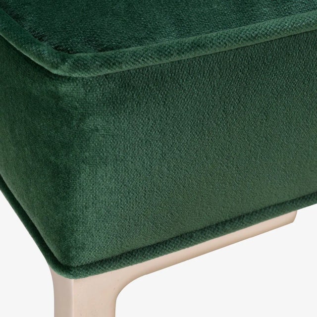 2010s Astor Square Brass Ottoman in Emerald Velvet by Montage For Sale - Image 5 of 7