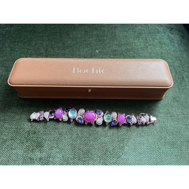 Bochic "Capri" Ruby & Multi Color Sapphire Bracelet Set In 18K Gold & Silver For Sale - Image 14 of 18