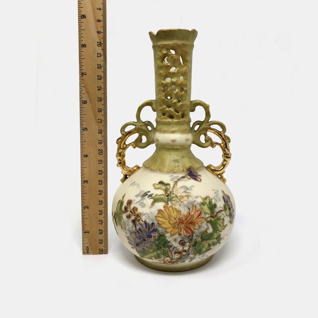 Art Nouveau Vase Antique Austrian Art Nouveau Amphora Vase For Sale - Image 3 of 9