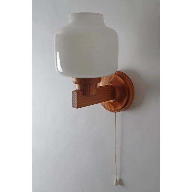Scandinavian Wooden Wall Lamp with Onion-Shaped Lampshade, Sweden, 1970s For Sale - Image 12 of 14