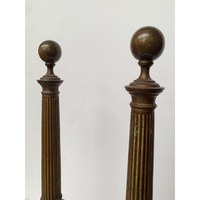 Antique French Brass Andirons - A Pair For Sale - Image 4 of 9