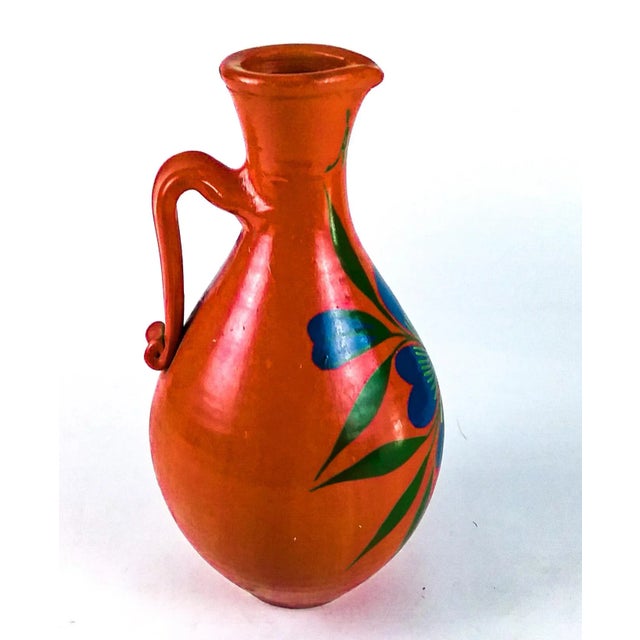 Vintage Poppy Red Hand Artisan Made Pottery Vase Signed For Sale In Portland, ME - Image 6 of 13