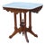 Antique American Victorian Eastlake Marble Top Parlor Table | Carved Walnut Side Table on Casters | C. 1880–1900 For Sale