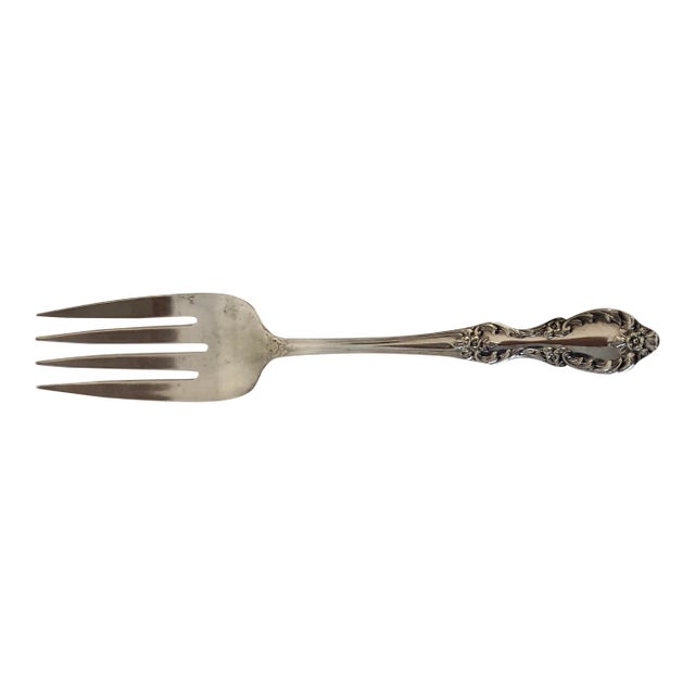 Vintage Floral Silver Plate Serving Fork For Sale