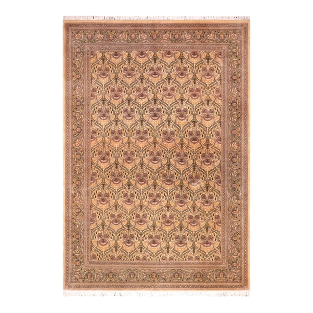 Shabby Chic Hamjolie Pak-Persian Gold/Green Wool Rug - 9'1'' X 12'2'' For Sale