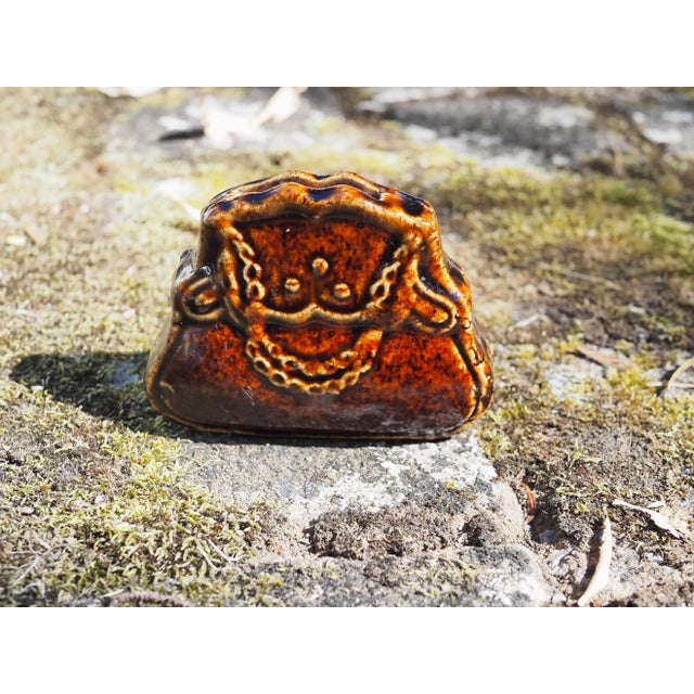 1900 French Ceramic Handbag Shaped Moneybox "Piggy" Bank For Sale - Image 6 of 11