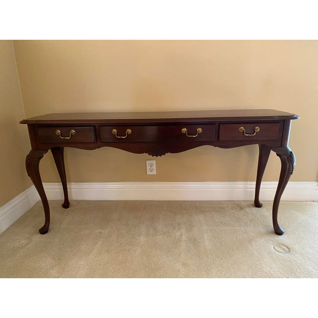 2000s Ethan Allen Court Queen Anne Sofa Table Chairish