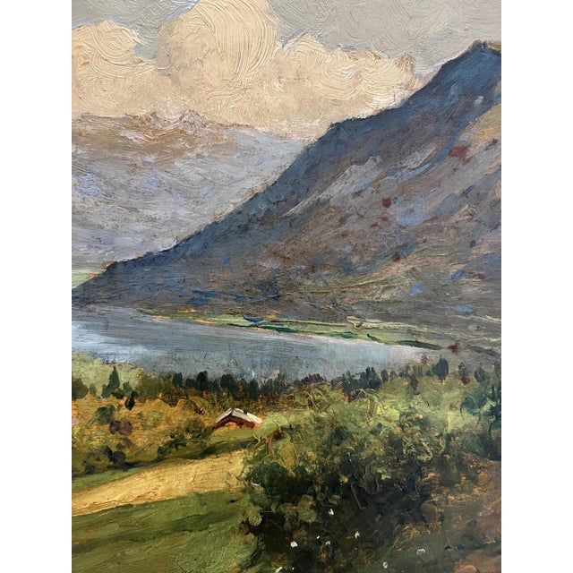 Giuseppe Buscaglione, Piedmontese Landscape, Oil on Canvas, 1920s, Framed For Sale - Image 4 of 13