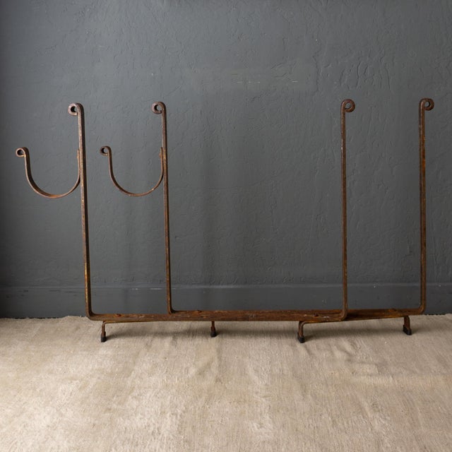 Large Hammered Steel Firewood and Kindling Rack With Rustic Patina For Sale - Image 16 of 16