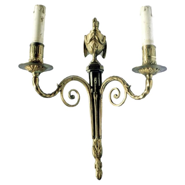 Antique French Bronze Wall Lamp by Marcel Guillemard For Sale