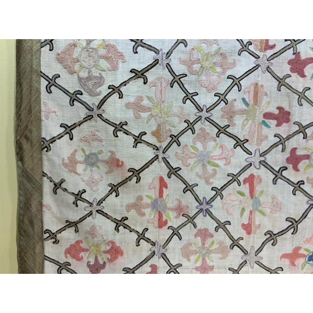 Antique Suzani Fragment Panel Wall Hanging For Sale - Image 12 of 13