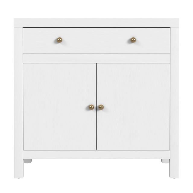 Spritely Home Accent Furniture Nora 31 in. W Wood 1 Drawer 2 Door Accent Storage Cabinet, White For Sale - Image 4 of 8