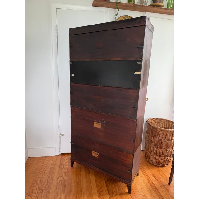 Antique 5 Stack Barrister Bookcase Lundstrom Arts & Crafts Mahogany & Leaded Glass Circa 1920 For Sale - Image 11 of 12