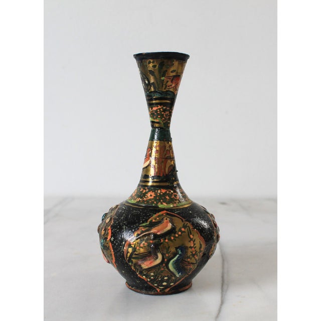Figurative Vintage Chinese Hand Painted Cloisonné Vase For Sale - Image 3 of 13