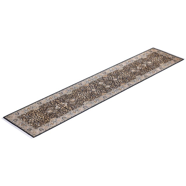 Black Mogul, One-of-a-Kind Hand-Knotted Runner Rug - Black, 2' 7" x 12' 9" For Sale - Image 8 of 8