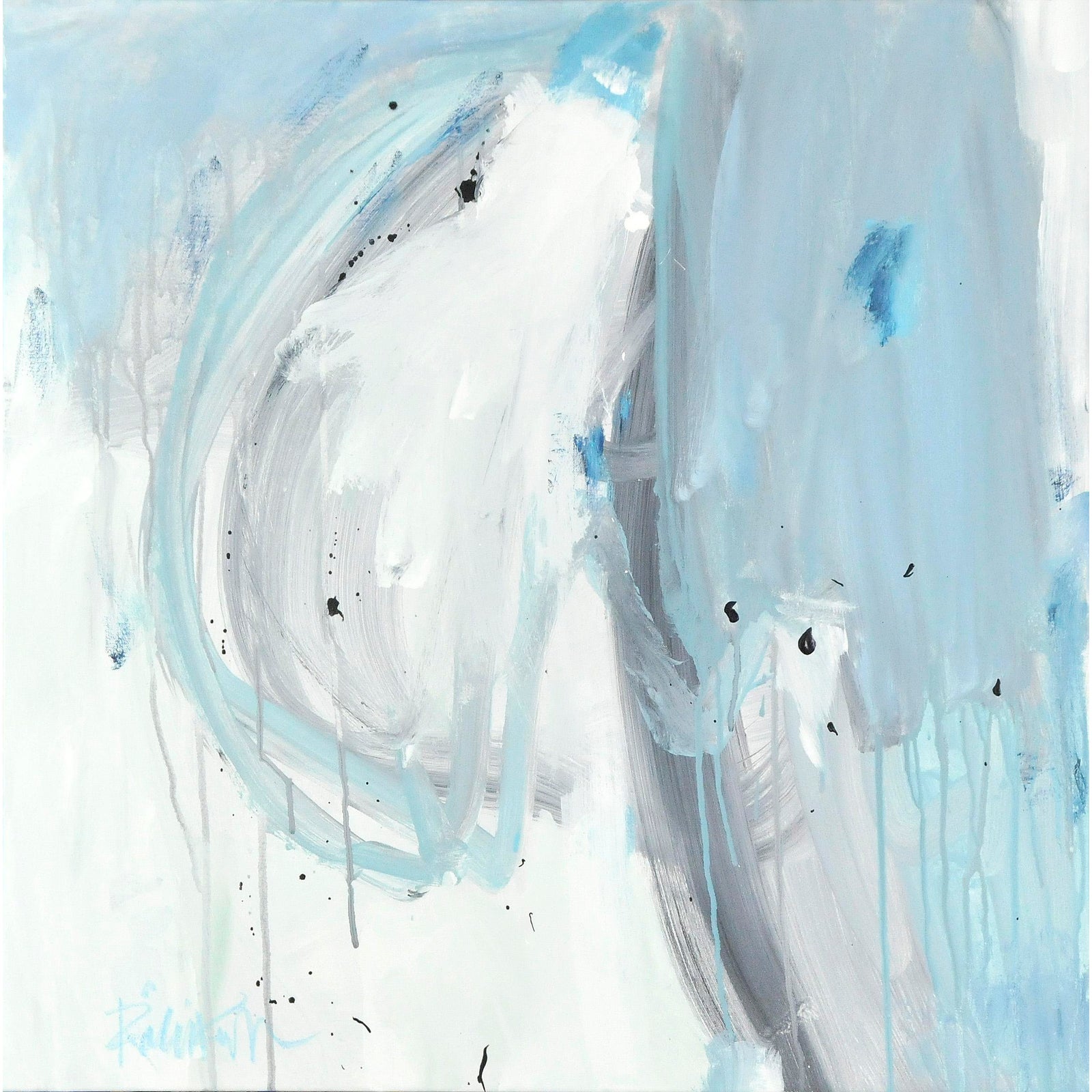 Acrylic Painting by Robbie Kemper, "Blue Gray Fades" Chairish