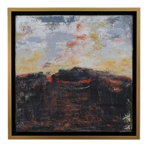 "Volcano" Contemporary Abstract Landscape Mixed-Media Painting by Laurie MacMillan, Framed