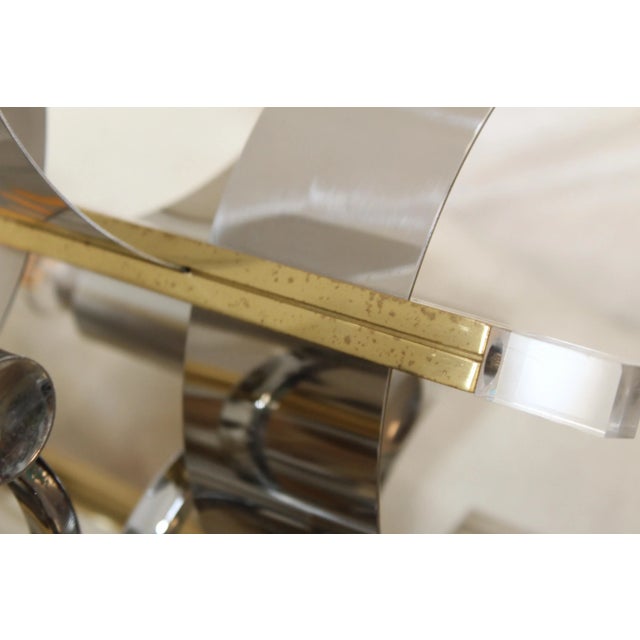 Mid-Century Modern 1970s Gaetano Sciolari Brass and Chrome Chandelier For Sale - Image 3 of 13