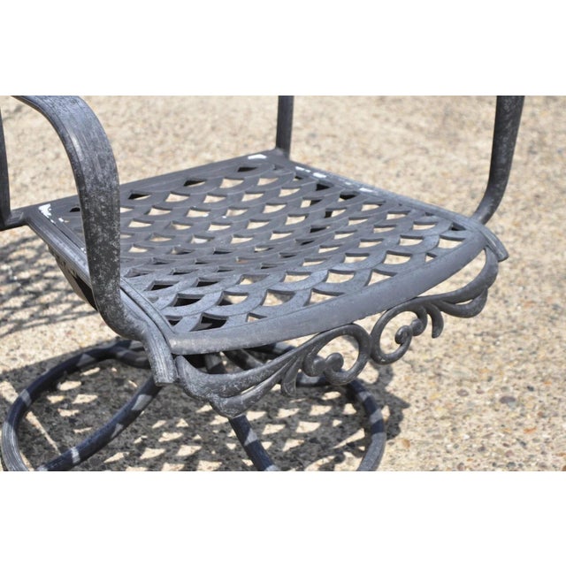 Black Mediterranean Style Aluminum Swivel and Tilt Black Tuscan Garden Patio Chairs For Sale - Image 8 of 10