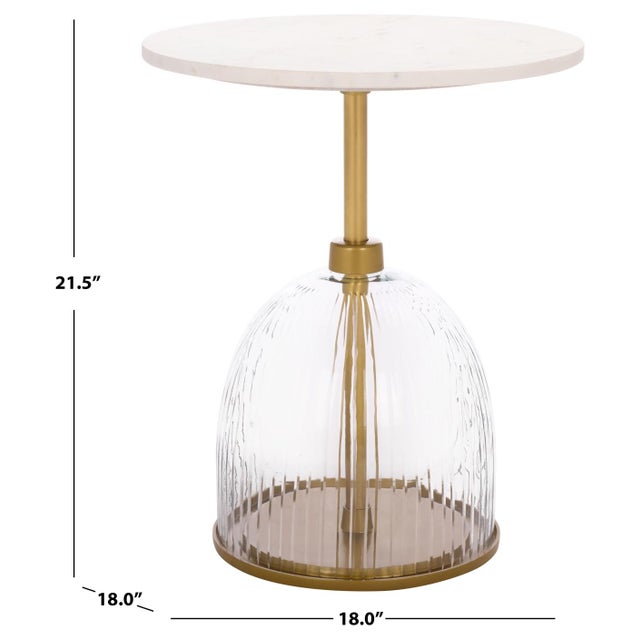 Contemporary Kashi Round Side Table in Clear / White For Sale - Image 3 of 6