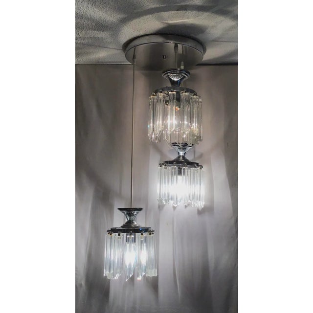 Mid-Century Modern Vintage 1970s Sculpture 3-Light Murano Glass Cluster Cylinder Pendant, Italy For Sale - Image 3 of 13