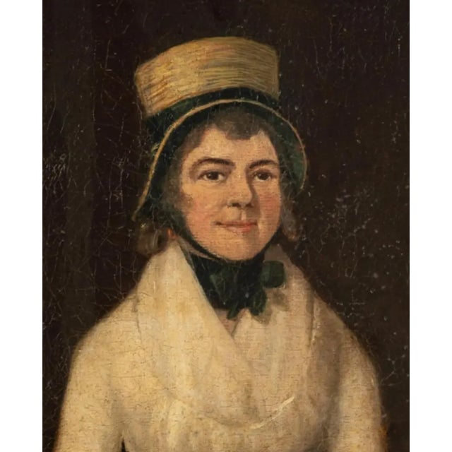 Folk Art Antique 18th C American Folk Art Portrait Painting For Sale - Image 3 of 4