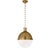 Thomas O'Brien for Visual Comfort Signature Hicks Large Pendant in Hand-Rubbed Antique Brass with White Glass For Sale