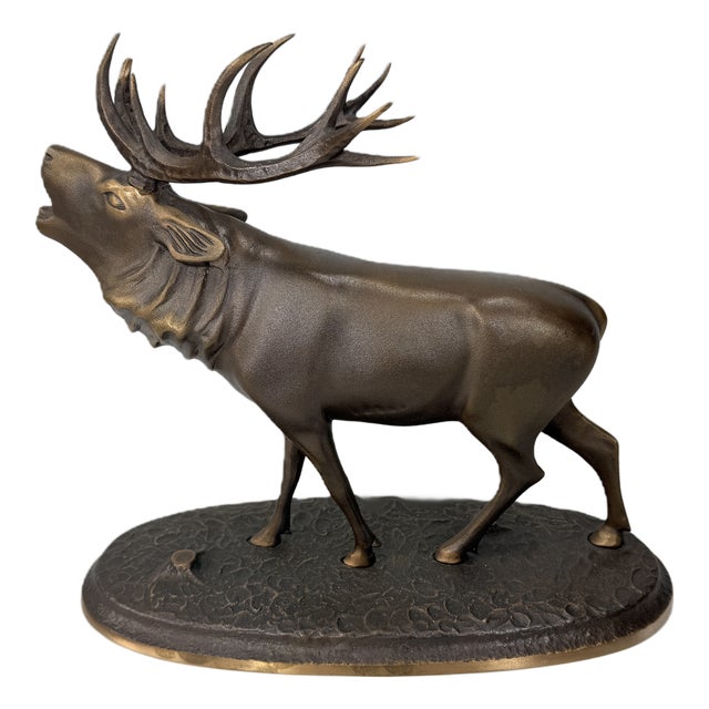 Large Elk or Stag Sculpture, 1970s, Bronze For Sale