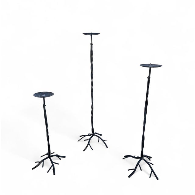 Metal Giocometti Style Tree Branch Floor Pillar Candle Holders-Set of 3 For Sale - Image 7 of 16