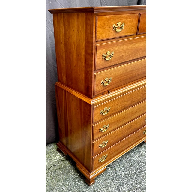 L. & J.G. Stickley, Inc. Late 20th Century Stickley Solid Cherry Nine-Drawer Tall Chest For Sale - Image 4 of 12