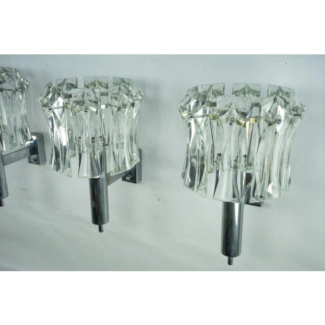 Large Vintage Murano Glass Elements and Chromed Brass Sconces, 1960s, Set of 4 For Sale - Image 10 of 18