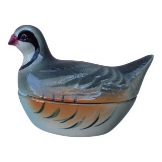 C.1950 Majolica Partridge Tureen For Sale
