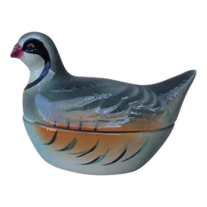 C.1950 Majolica Partridge Tureen