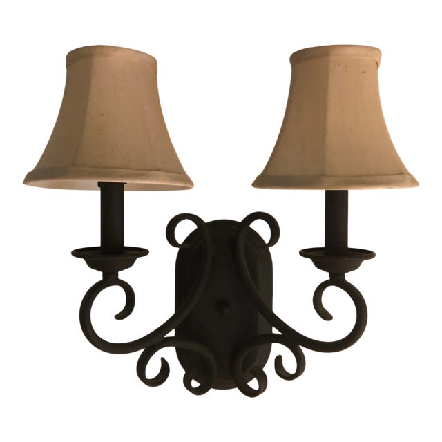 Wrought Iron Double Light Wall Sconce For Sale