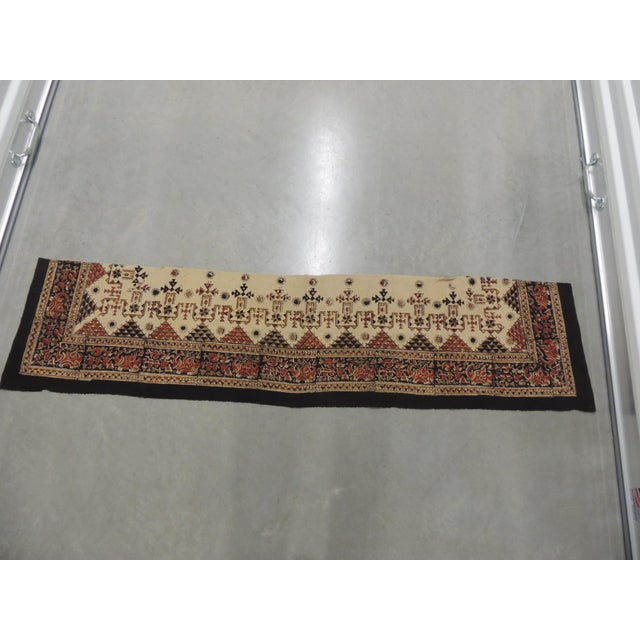 Vintage Black and Red Printed Batik Textile Border For Sale - Image 4 of 5