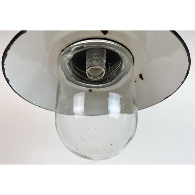 1960s Industrial Green Enamel and Cast Iron Pendant Light, 1960s For Sale - Image 5 of 16