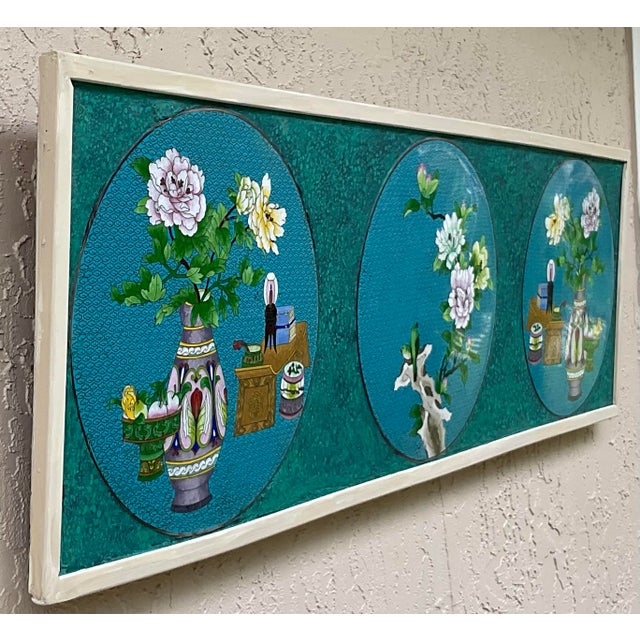 1940s Exquisite Reimagined Chinese Antique Wall Panel – Floral , Art by Joseph Malekan For Sale - Image 5 of 14