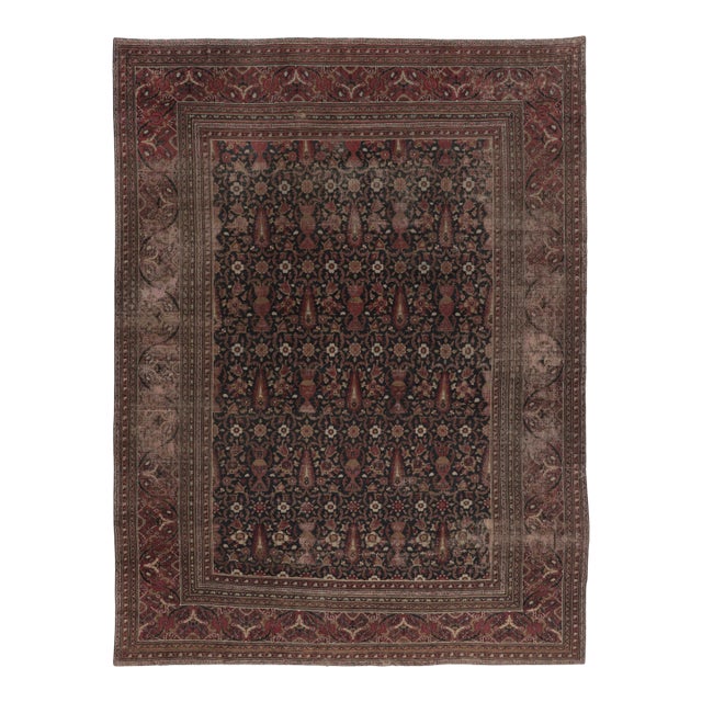 Antique 18th Century Persian Doroksh Rug in Brown With Floral Design - Rug & Kilim For Sale