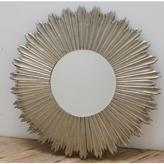 Pottery Barn Round Starburst Silver Mirror Chairish
