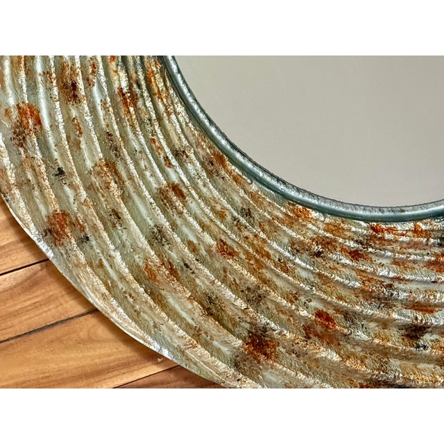 Glass Vintage 1970s Hollywood Regency Round Molten Glass Wall Mirror - Model 49-02393-44 For Sale - Image 7 of 12