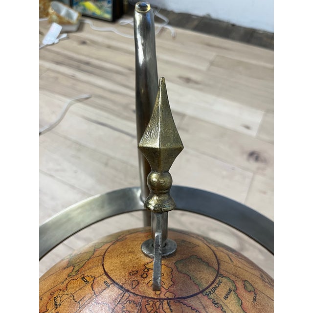 Vintage Hollywood Regency Steel, Brass & Glass Globe Side Table For Sale - Image 9 of 11