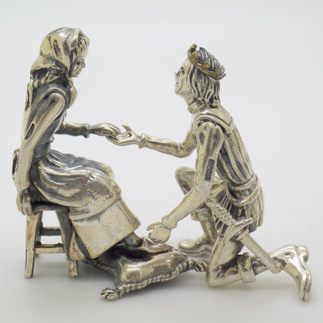 Vintage Italian Cinderella and Prince Silver 800 Figurine Duo by Arezzo Silversmiths, 1970s For Sale - Image 14 of 14