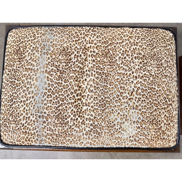 Antique Mahogany Leopard Print Animal Hide Stools - A Set For Sale - Image 4 of 18