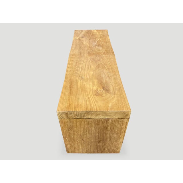 Brown Andrianna Shamaris Natural Teak Wood Wave Bench For Sale - Image 8 of 18