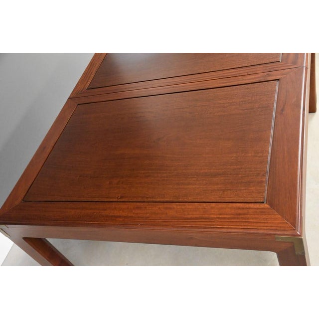 Vintage Solid Mahogany and Brass Dining Table For Sale - Image 10 of 13