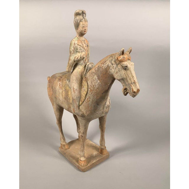 Terracotta Sculpture of a Horseman, Han Dynasty, 206 BC - 220 AD, Mingqi, China For Sale - Image 11 of 12